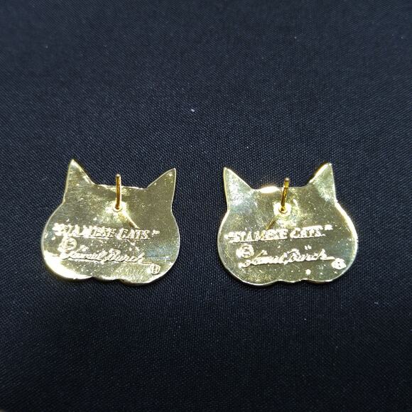 Laurel Burch "Siamese Cats" Post Earrings, 1980s Vintage Jewelry - Picture 7 of 10
